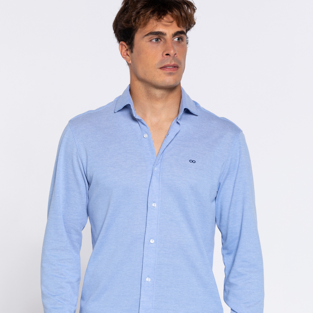 0034. Polo / Camisa PIQUE azul celeste